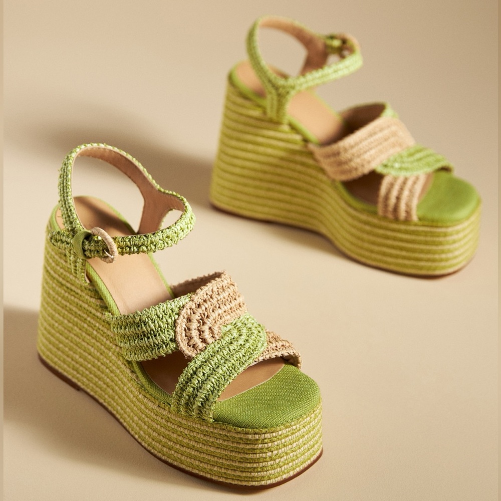 •CASTANER• Anthropologie NEW Fiodora Raffia Platform Wedge Sandal Size 41